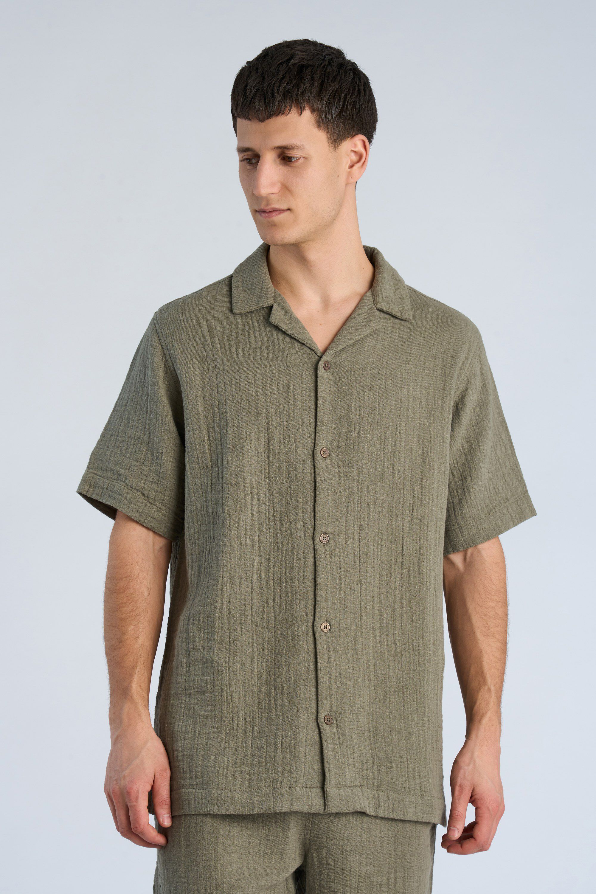 Cotton muslin resort shirt S/S