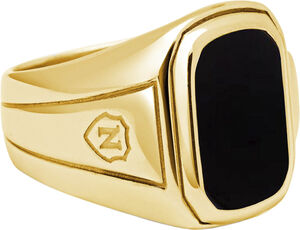 Men's Oblong Gold Plated Signet Ring with Onyx