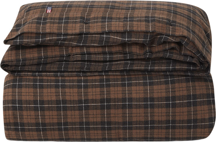 Brown/Dk Gray Checked Cotton Flannel Duvet Cover