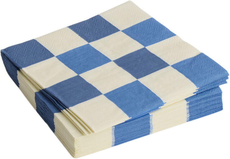 Pattern Napkins-Set of 20 Lunch-Off-white and blues M check