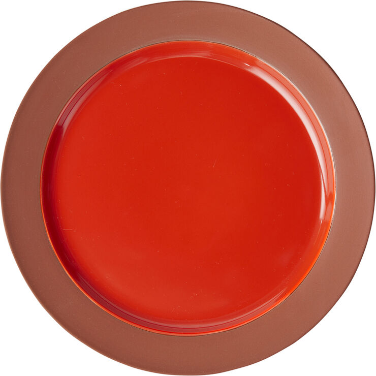 PLATE, LARGE, 2 PCS, CLAY TERRACOTTA, GLAZE RED, 25015TR