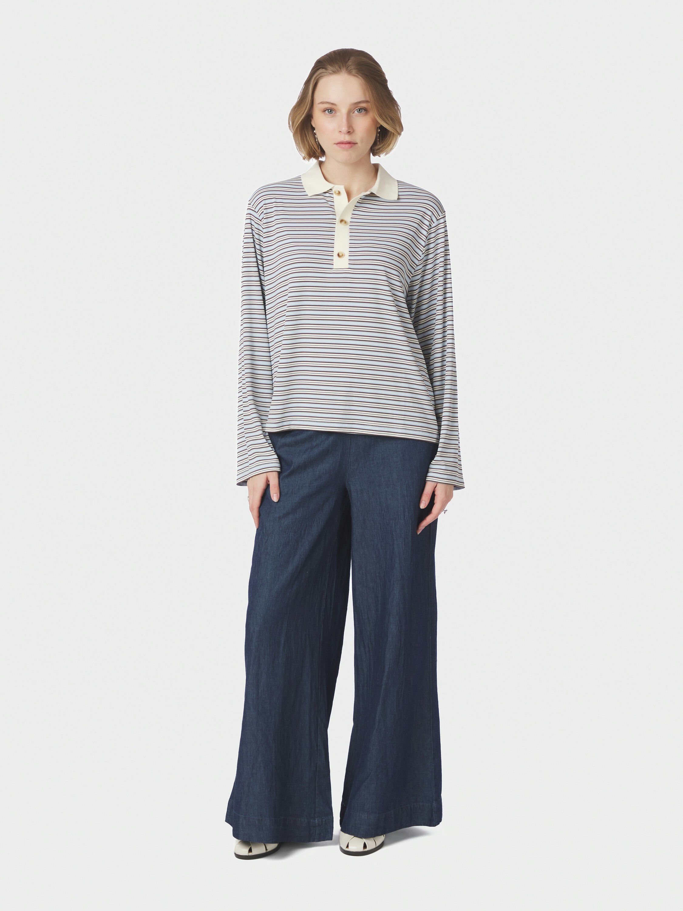 Lirenne Striped Polo Blouse