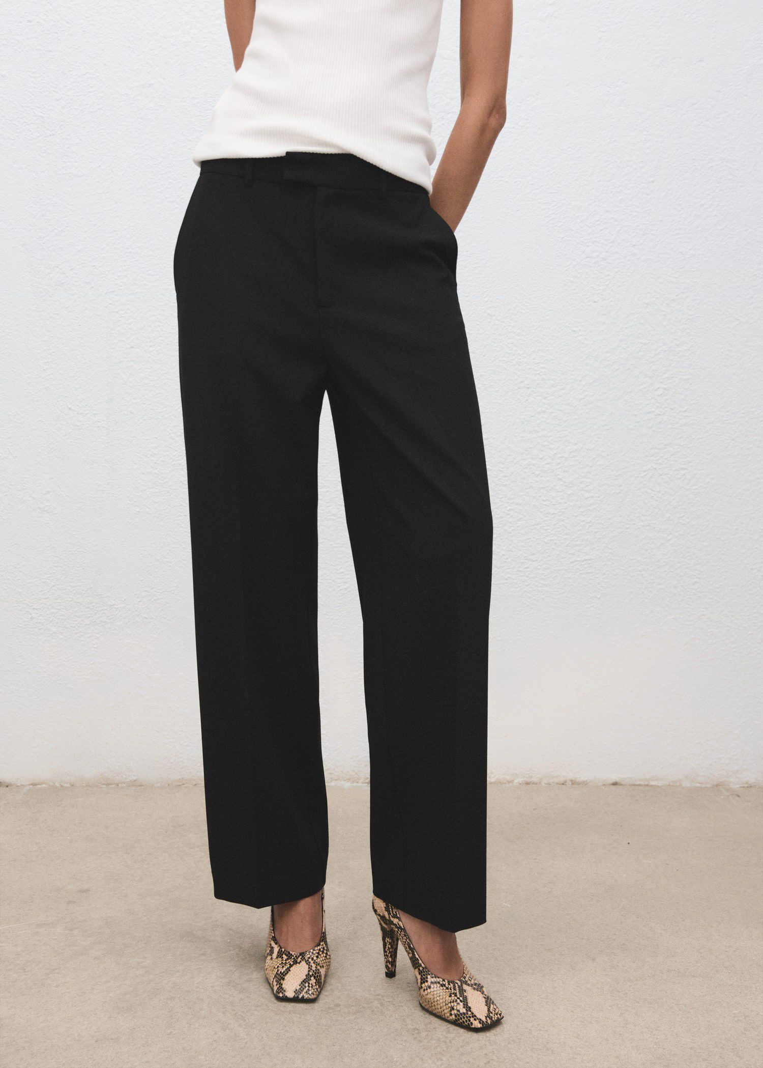 Mid-rise cropped straight-leg trous