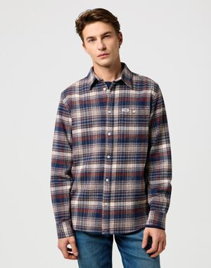BRUSHED 1 PKT SHIRT NAVY BIRCH