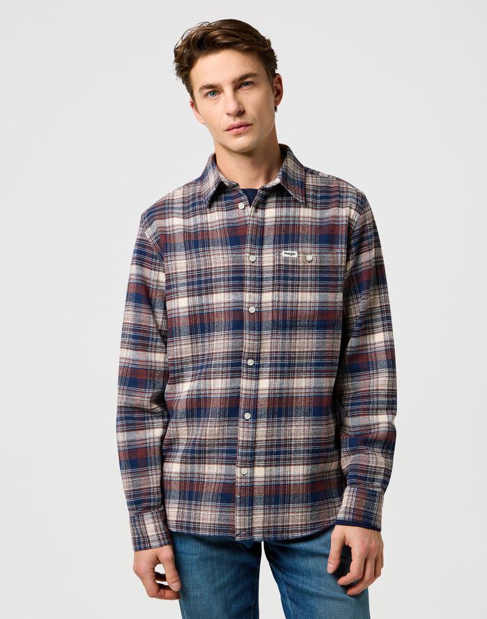 BRUSHED 1 PKT SHIRT NAVY BIRCH