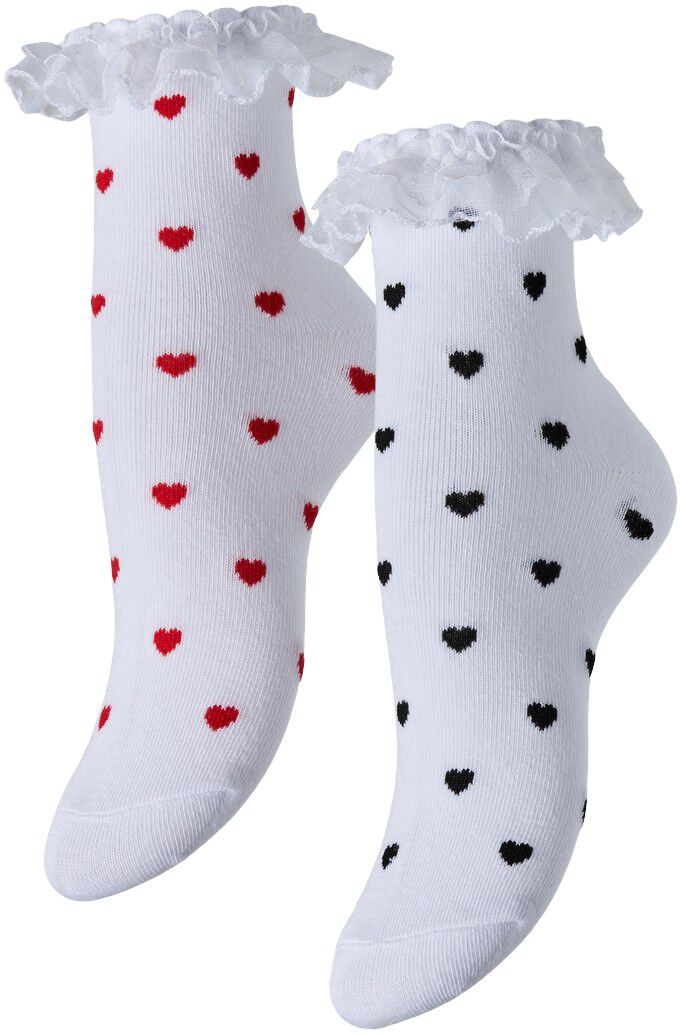 PCJOLINE XMAS LACE HEART SOCK 2 PAC