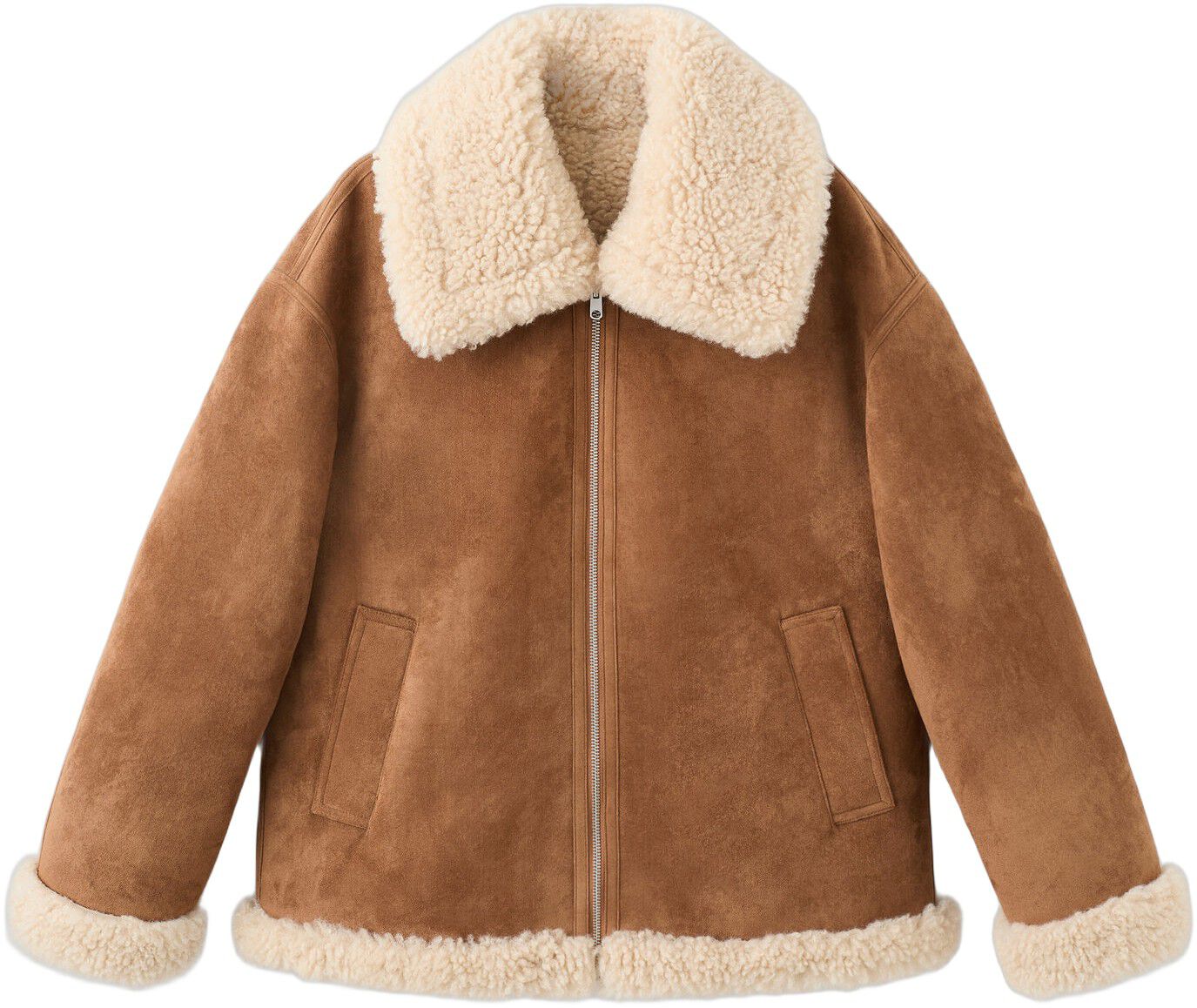 Shearling and suede-effect jacket