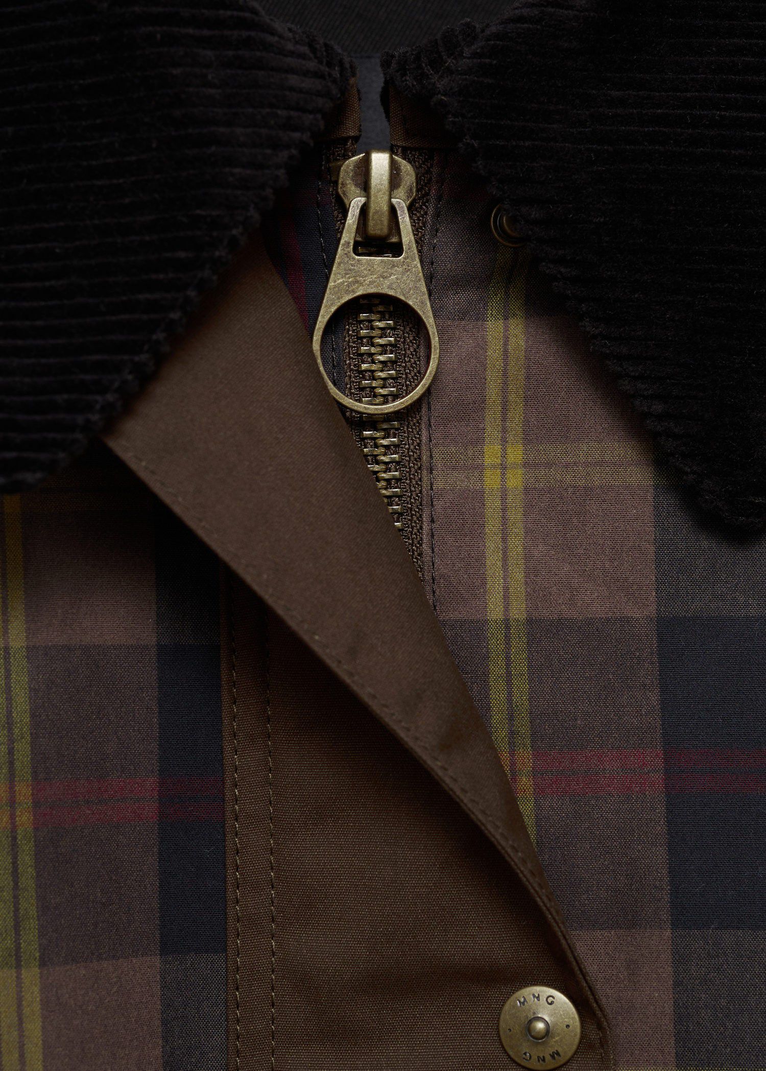 Checked parka with contrasting coll