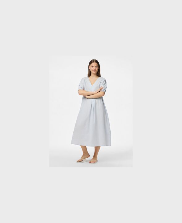 PCALMA 2/4 V-NECK MIDI DRESS WVN D2