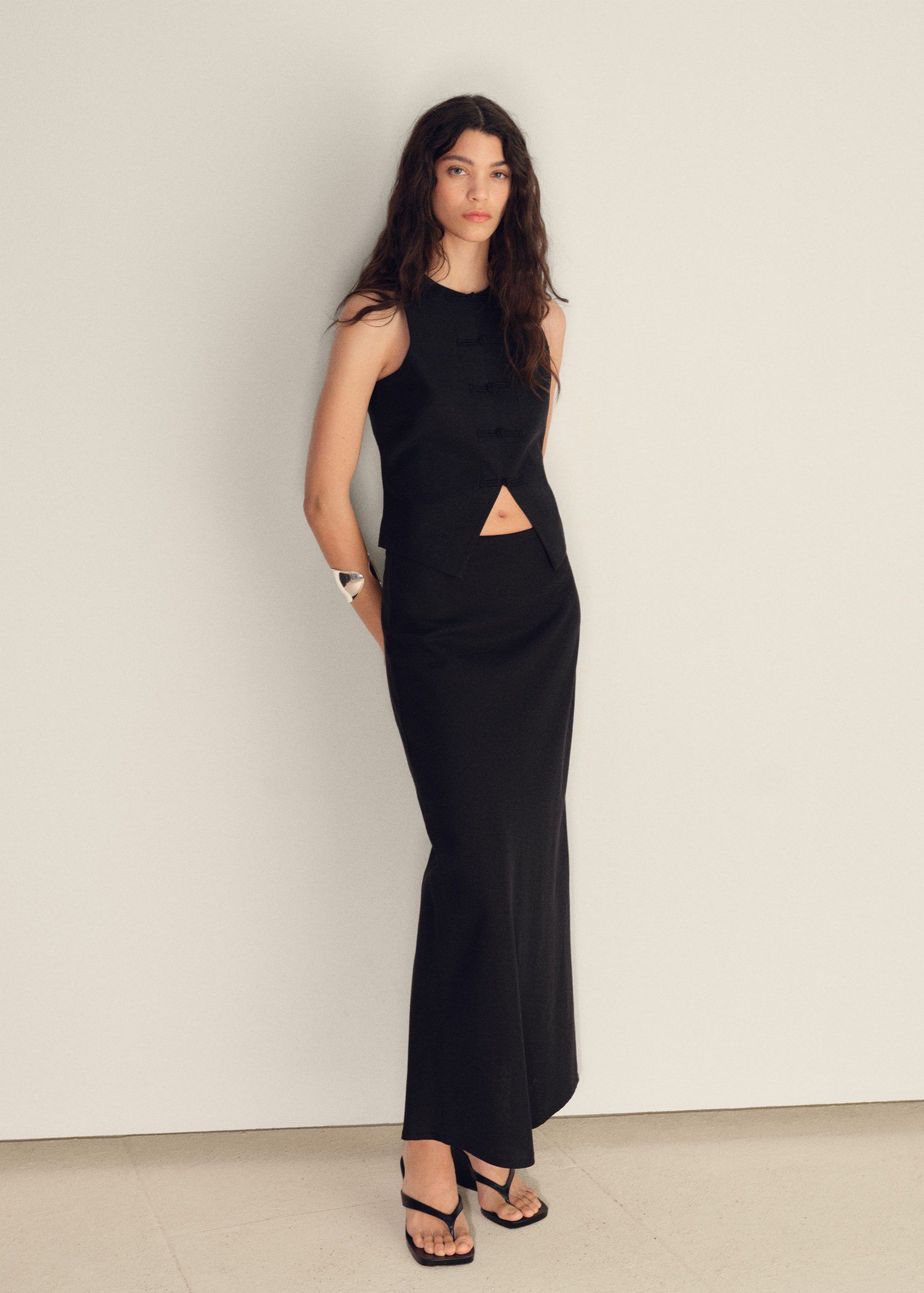 Linen blend suit vest