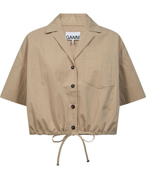 Washed Cotton Cropped Bowling Shirt