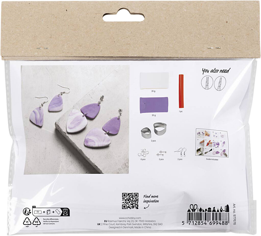 Mini DIY Kit Smykker, Marmorerede &oslash;reringe