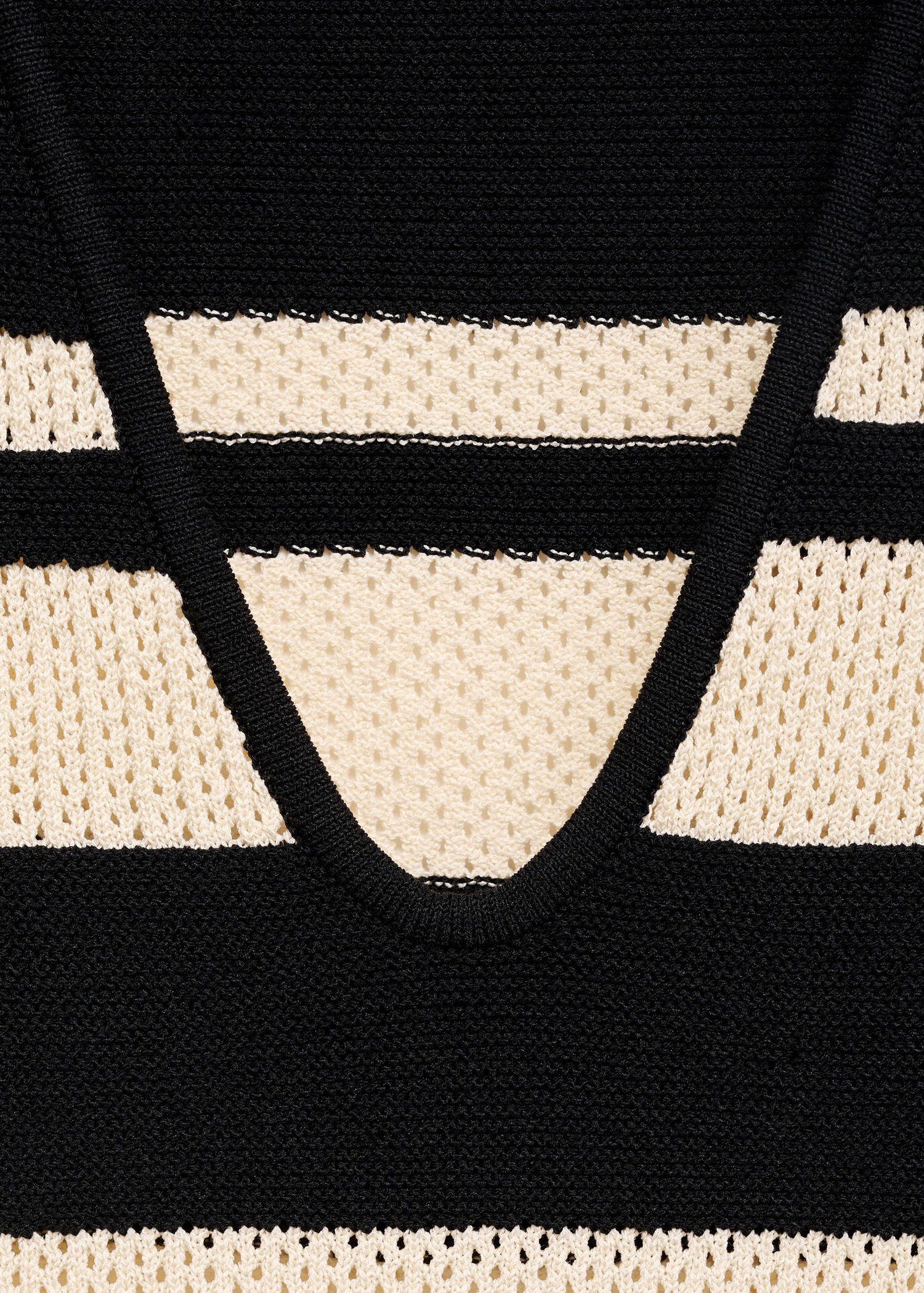 Striped knit top with V-neck