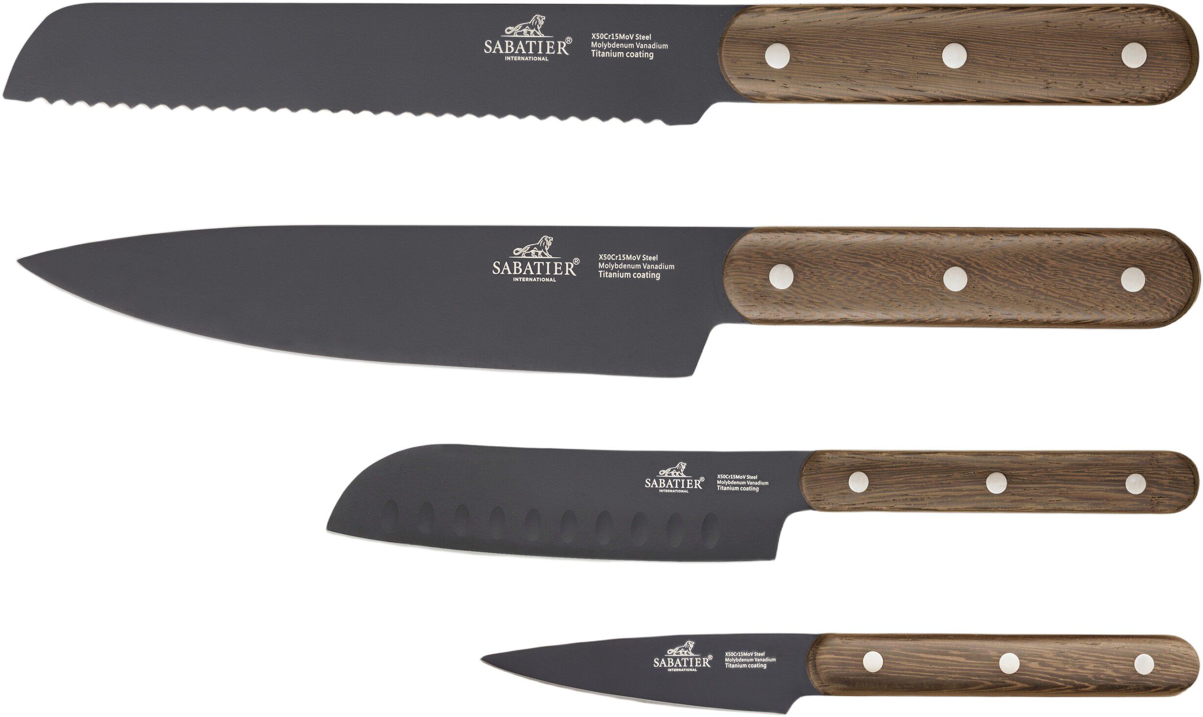 Knivs&aelig;t Phenix Walnut 4 dele Sort/valn&oslash;ddetr&aelig;