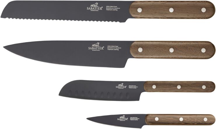 Knivsæt Phenix Walnut 4 dele Sort/valnøddetræ