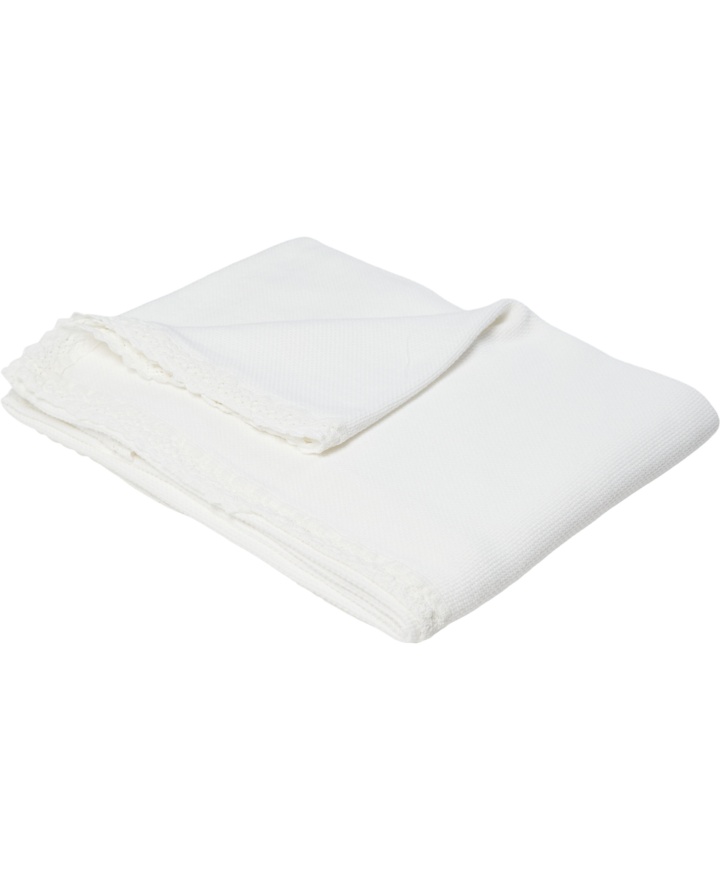 Blanket w/crochet 130x200cm white