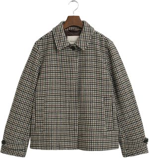 CHECKED SHORT WOOL BLEND CAR COAT