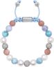 Women's Beaded Bracelet with Larimar, Pearl, Blue Lace Agate