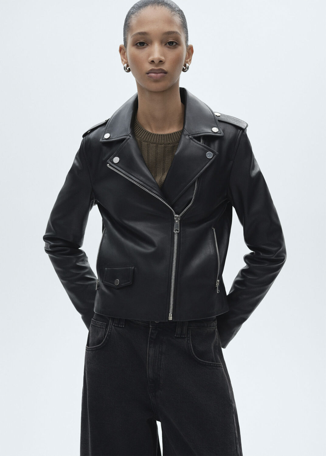 Leather biker jacket