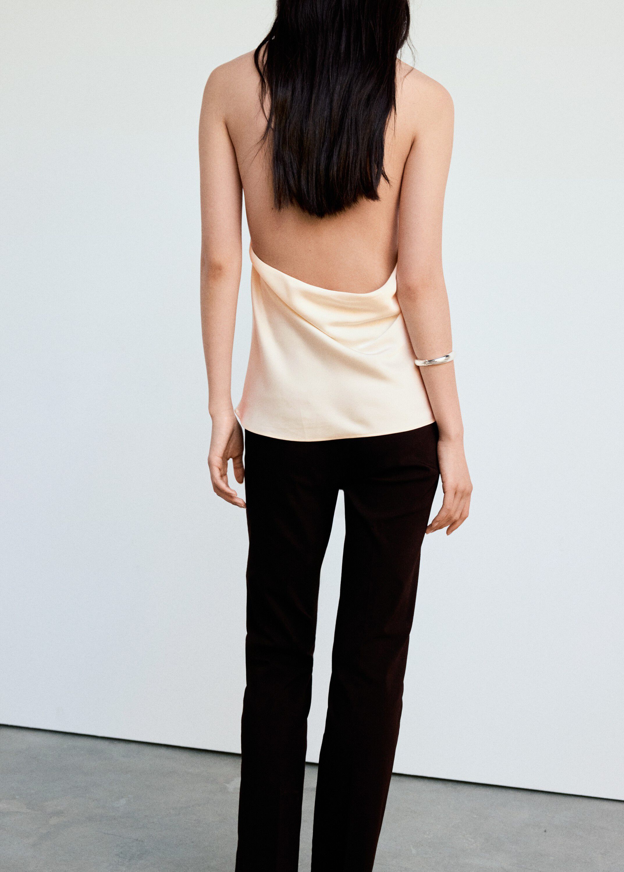 Draped neck satin top