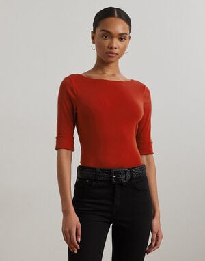 Stretch Cotton Boatneck Tee