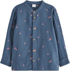 Langermet skjorte i vevd bomull med