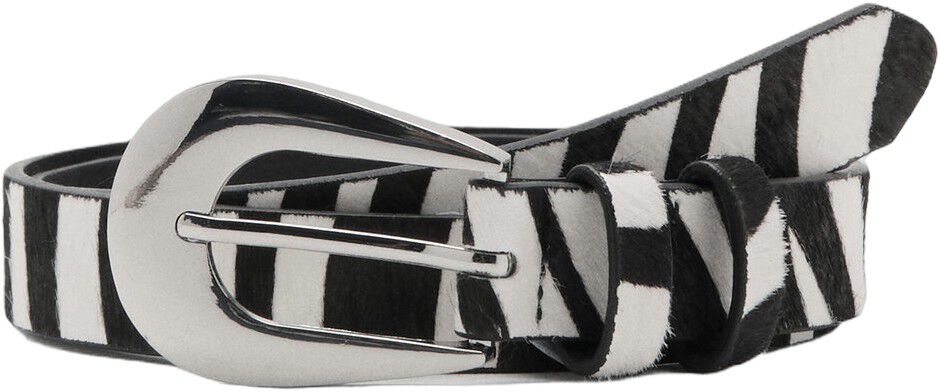 Zebra-print fur belt
