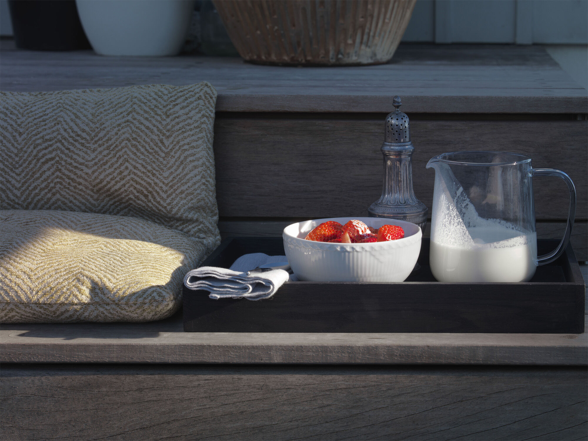 Hvid Riflet Halvblonde 15 cm Sk&aring;l