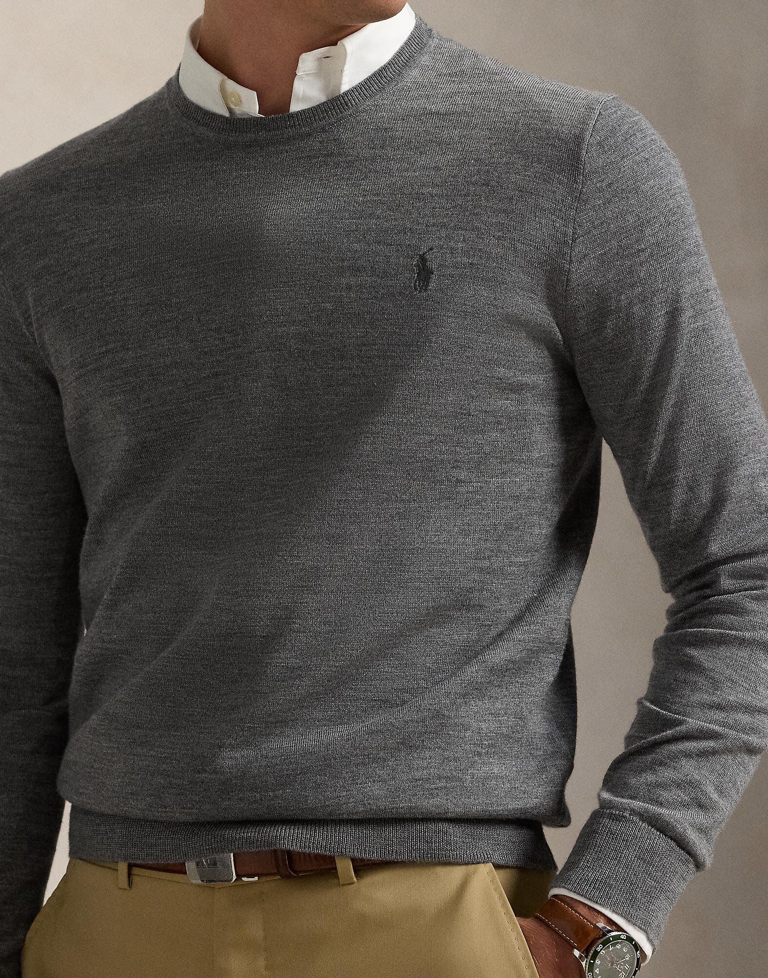 Slim Fit Washable Wool Crewneck Sweater