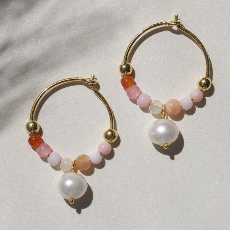 Pink power Pearl-hoop earring