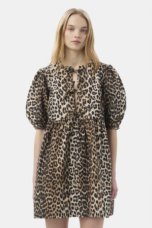 Printed Cotton Tie String Mini Dres