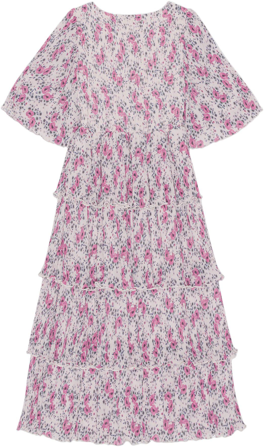 Pleated Georgette Flounce Smock Mid