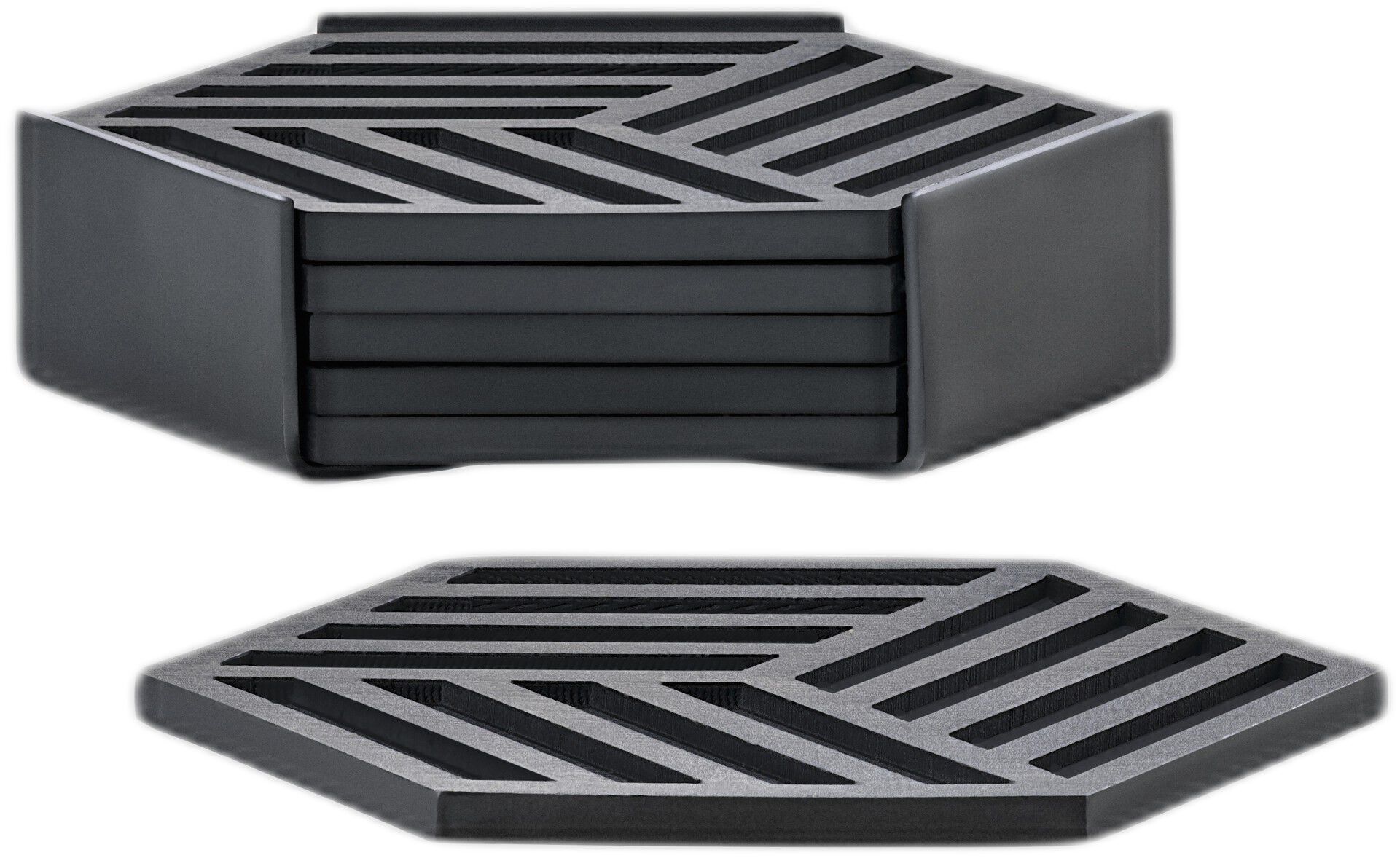 Glasbrikker Hexagon 6 stk. Black