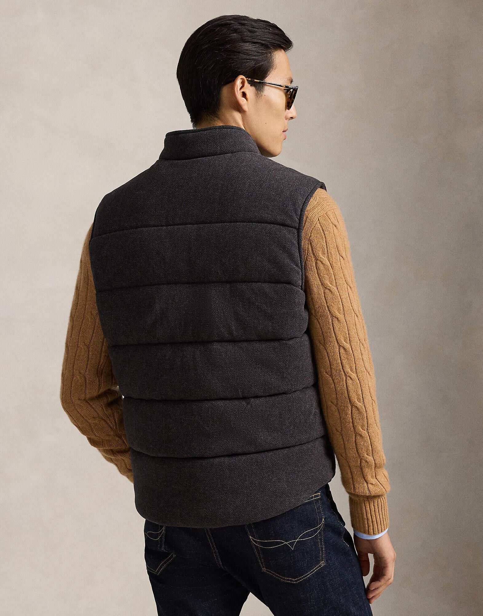 Herringbone-Print Estate-Rib Vest
