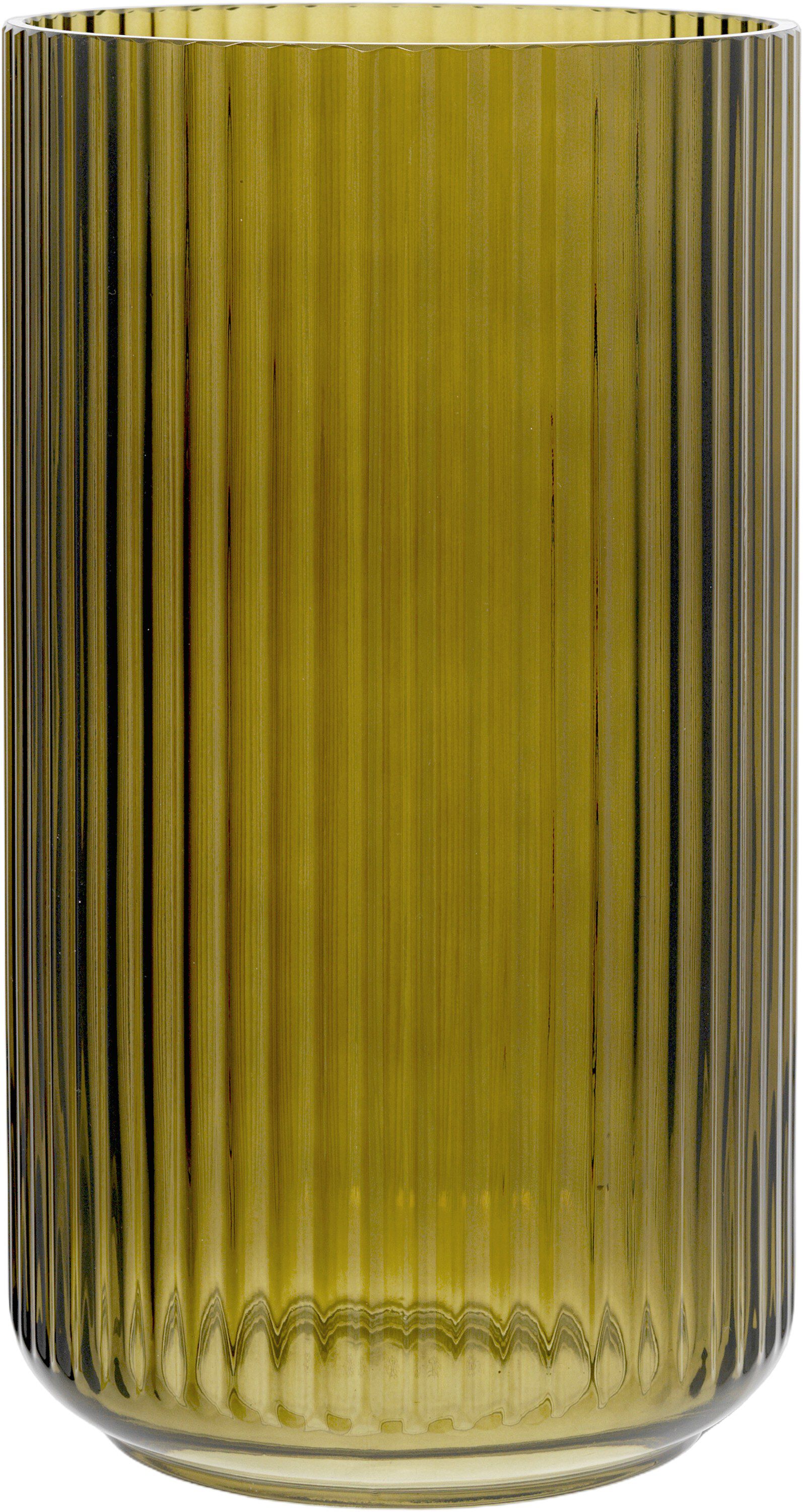 Lyngby Vase H31 cm olivengr&oslash;n mundbl&aelig;st glas