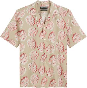 Camp collar, short sleeves, slits a