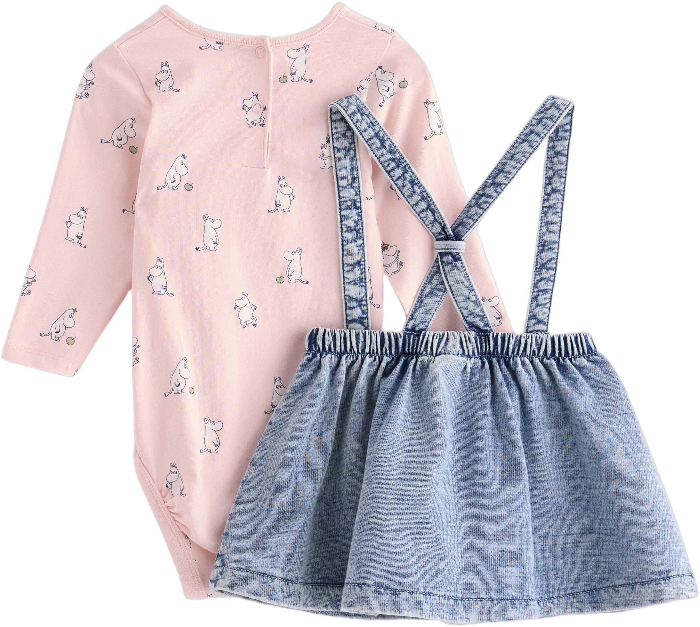 Set i mjuk trik&aring; med kjol i denimt