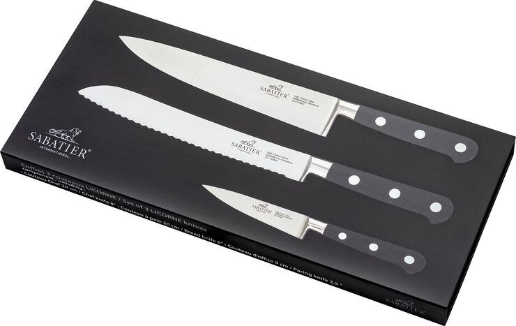 Knivsæt Licorne 3 dele Stål/Sort