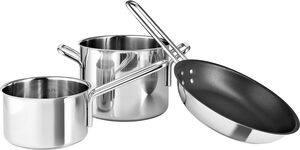 Stainless Steel Grydesæt 1,1 l 2,2 l & stegepande 20 cm