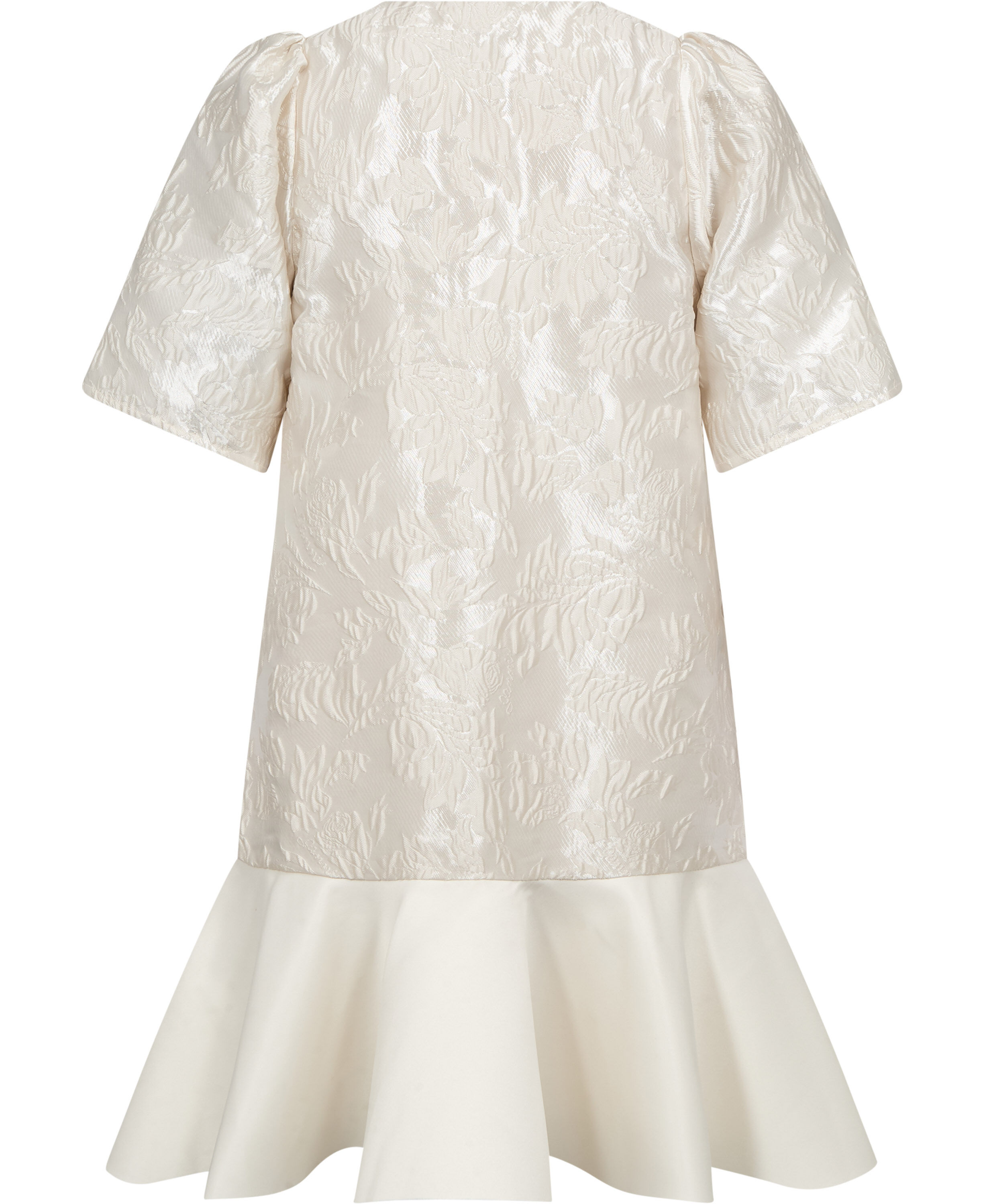 Satin Cloque Mini V-neck Dress