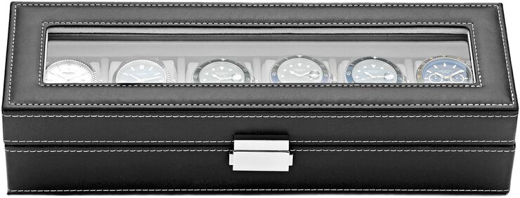 Watch Box 6 Watches Black Synthetic