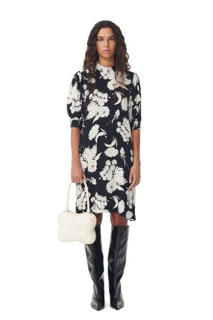 Printed Crepe Mini Dress
