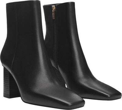 Squared toe leather ankle boots