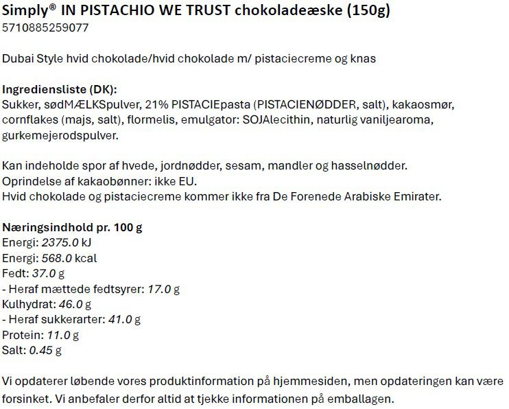 Simply&reg; IN PISTACHIO WE TRUST gave&aelig;ske (150g)
