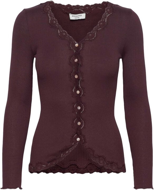 RWBabette Silk LS V-neck Lace Cardigan