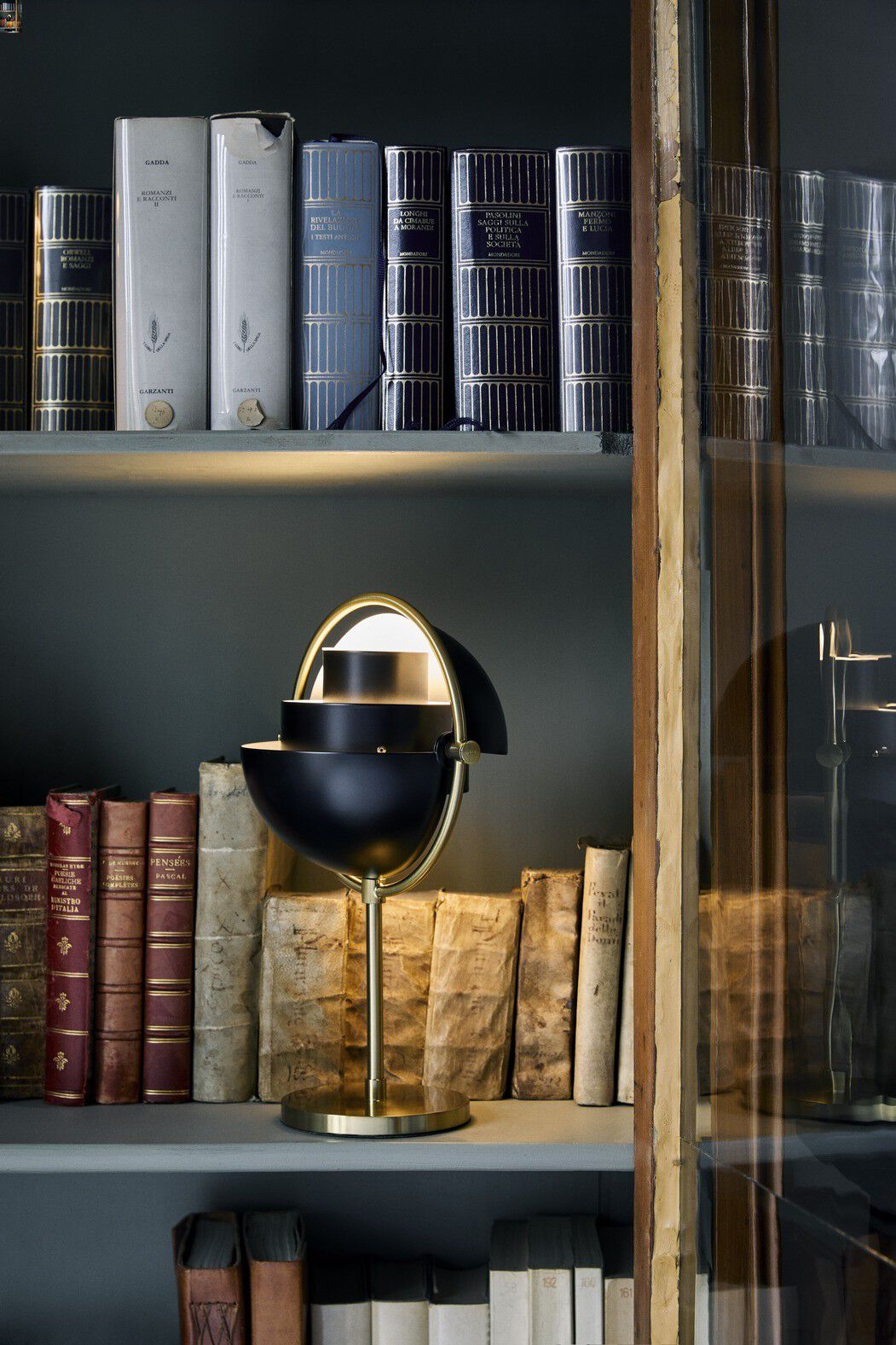 Multi-Lite Portable Lamp, EU Base: Brass, Shade: Black Semi