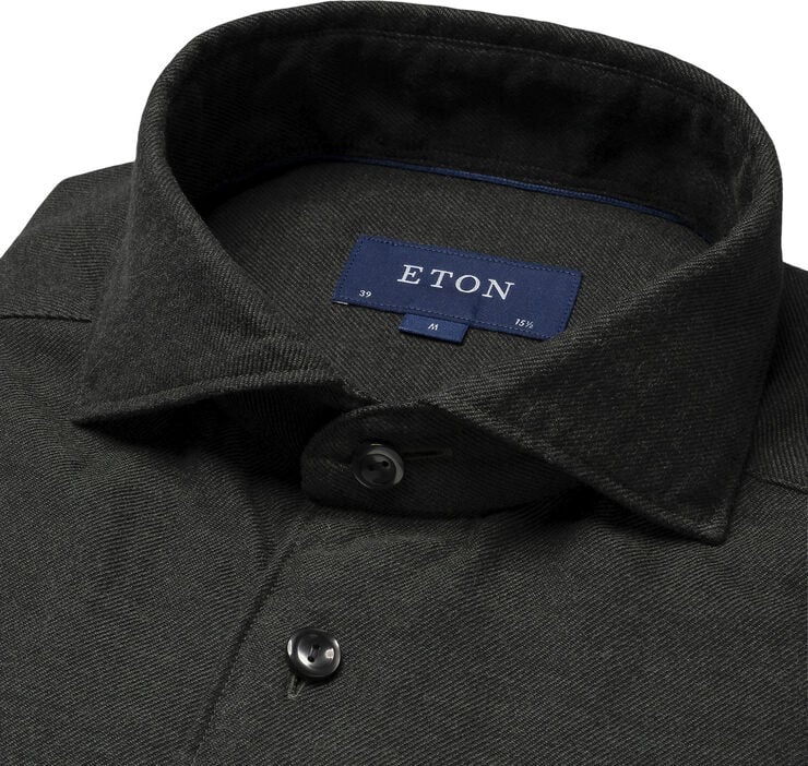 Contemporary Fit Dark Green Flannel Shirt