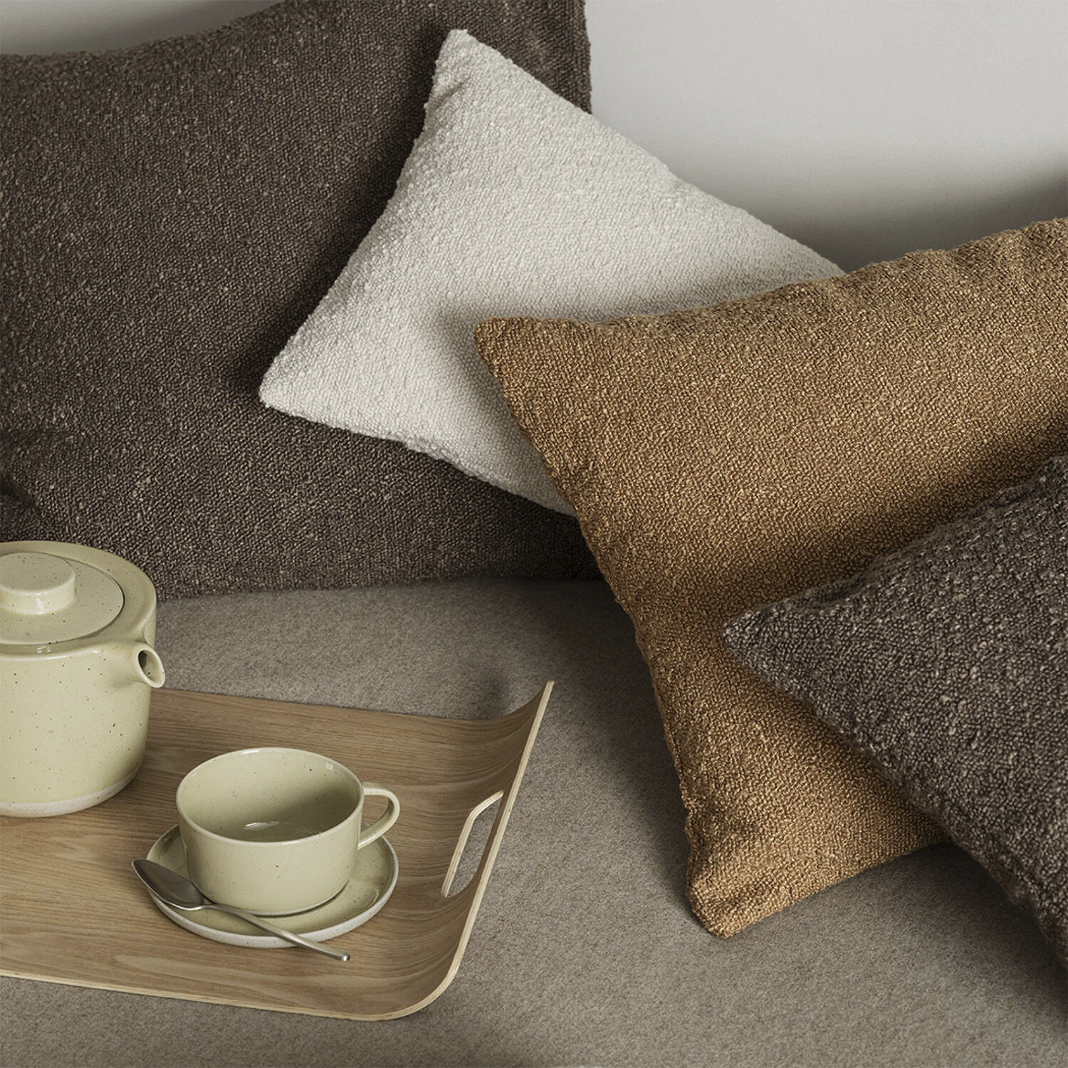 Cushion cover -BOUCLE- Colour Espresso 50 x 50 cm