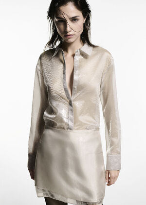 Semi-transparent sequined shirt