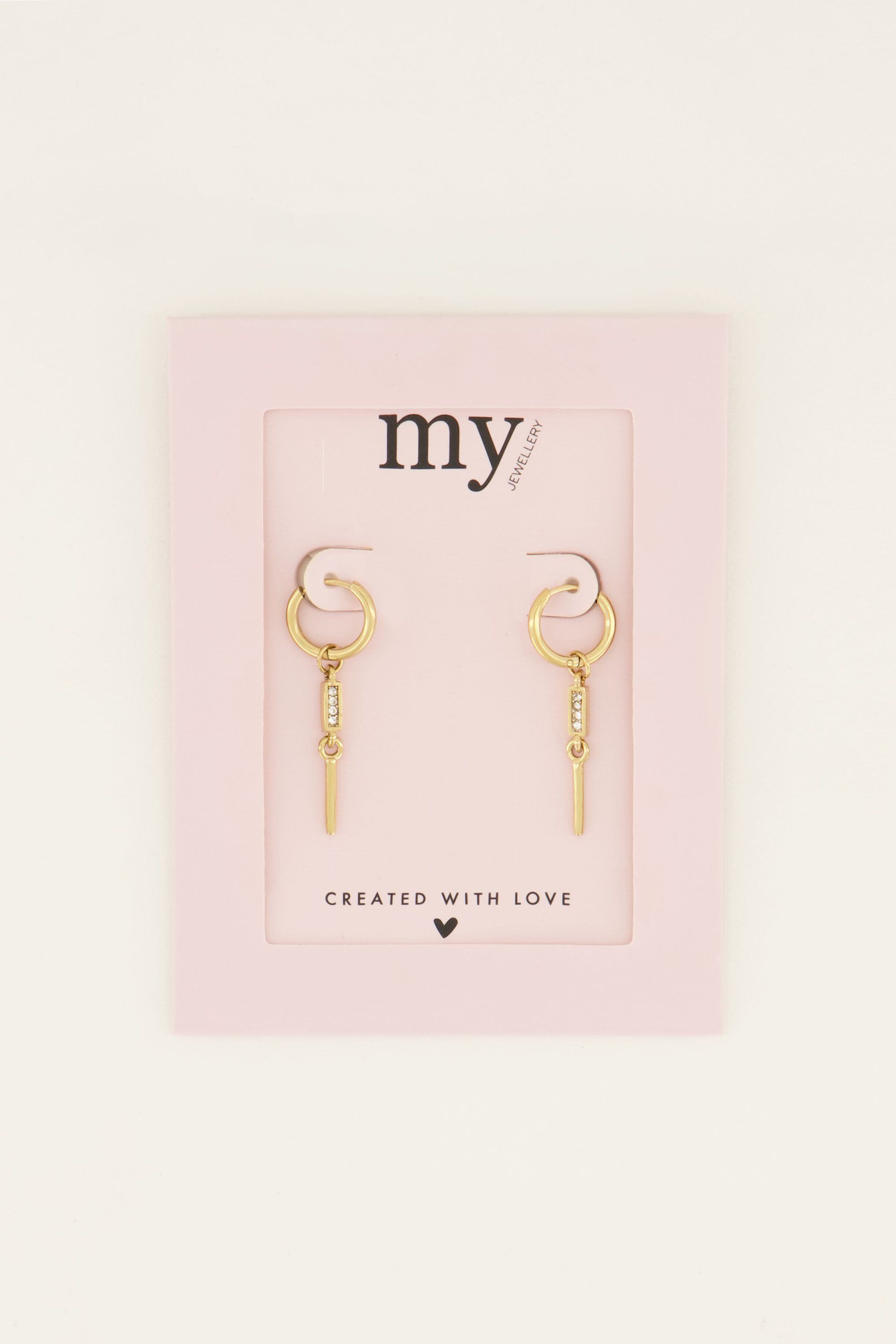 Bar earrings with rhinestone